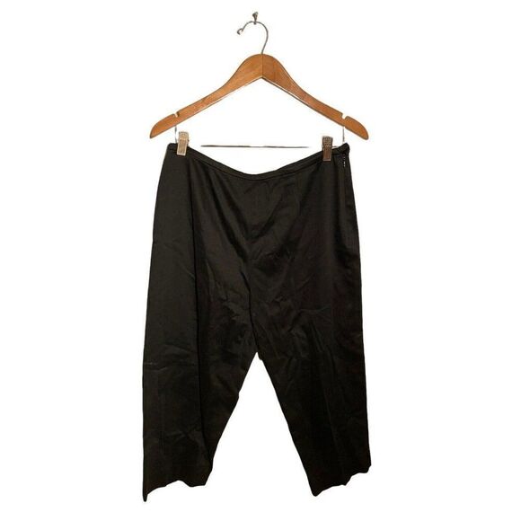 Eric Casual Grandma Cropped Pants Womens Size 12 Flat Front Side Zip Black FLAW - Picture 2 of 5